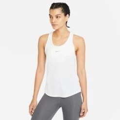 Nike Women’s DRI-FIT One Luxe Twist Standard Fit Tank (100 - White/Reflective Silver)