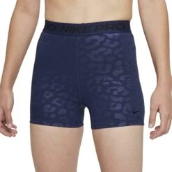 Nike Women's Pro Dri-Fit High-Waisted 3" Printed Short (410 -Midnight Navy)