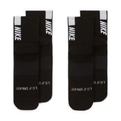 Nike Unisex Multiplier Running Ankle Socks (2 Pair) (010 - Black/White) -Nike Store AURORA SX7556 010 PHCYD002 2000
