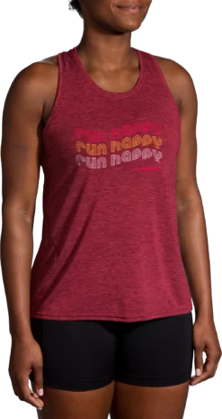BROOKS Women's Distance Tank 2.0 (696 - Heather Razzmatazz/Run Happy)