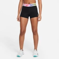 Nike Women's Pro 3" Tie-Dye Shorts (010 - Black/White)