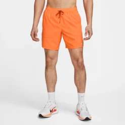 Nike Men's DRI-FIT Stride 7" Shorts (885 - Bright Mandarin/Reflective Silver)