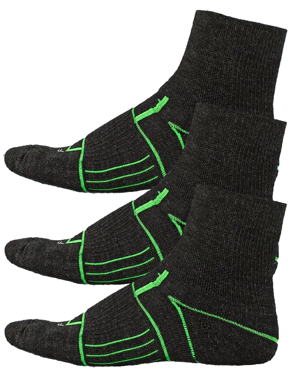 Unisex ISW Isolwool Trail Cuff 3-pair Pack (Charcoal) 3 Unisex ISW Isolwool Trail Cuff 3-pair Pack (Charcoal)