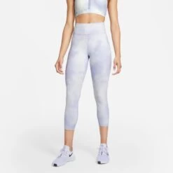 Nike Women's One Icon Clash Mid-Rise Crop Leggings (569 - Light Thistle/White)
