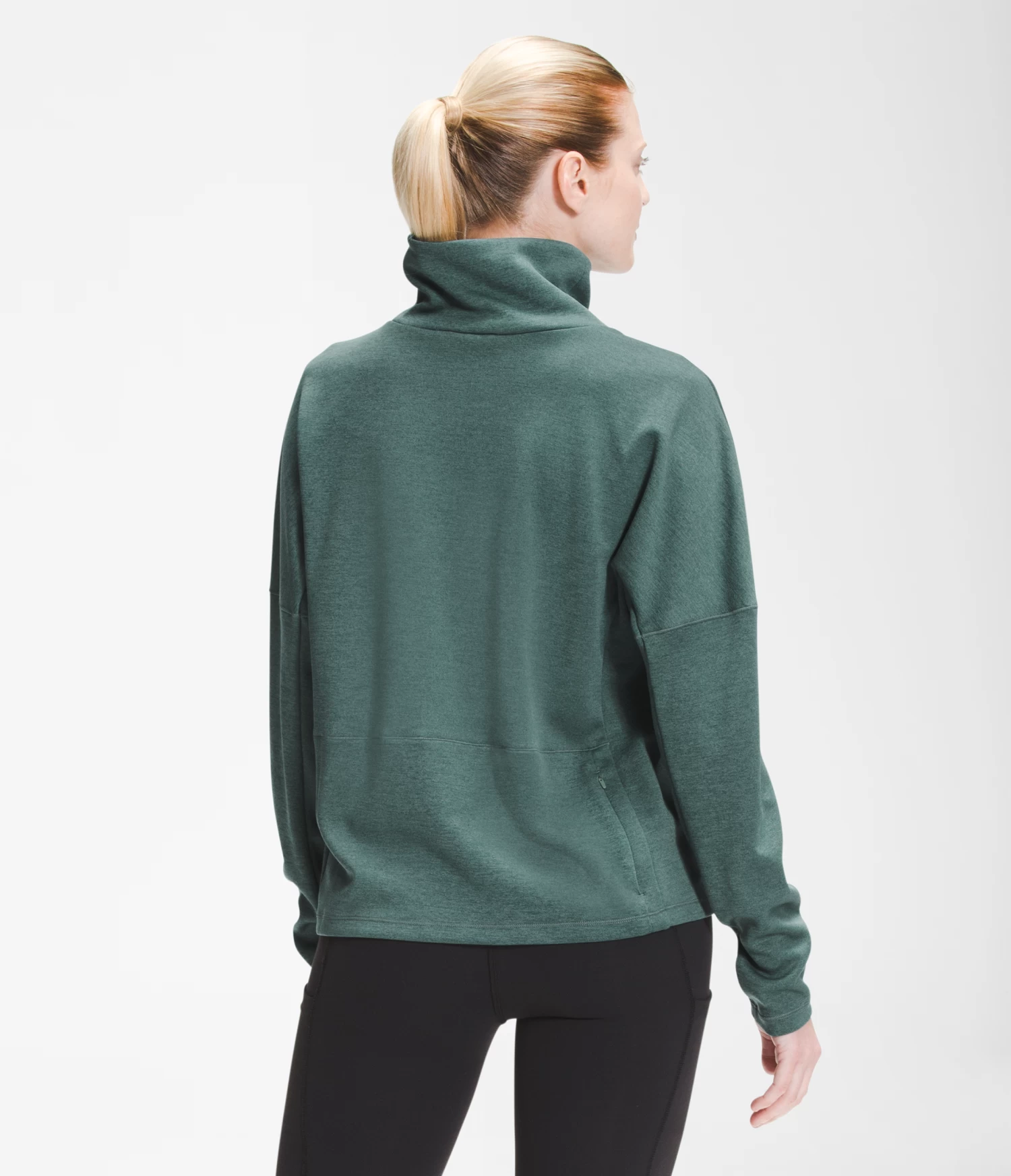 The North Face Women's EA Basin Funnel Neck Long SLeeve (HRM - Balsam Green Heather) 4 The North Face Women's EA Basin Funnel Neck Long SLeeve (HRM - Balsam Green Heather) - Image 2