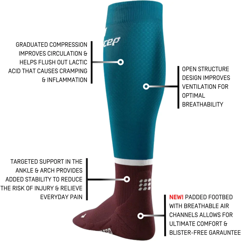 CEP Women's Run Tall Socks 4.0 (Petrol/Dark Red) 7 CEP Women's Run Tall Socks 4.0 (Petrol/Dark Red) - Image 5