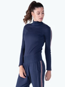 Women's Apres Turtleneck Sweater Stripe (493 - Classic Navy/Garnet)