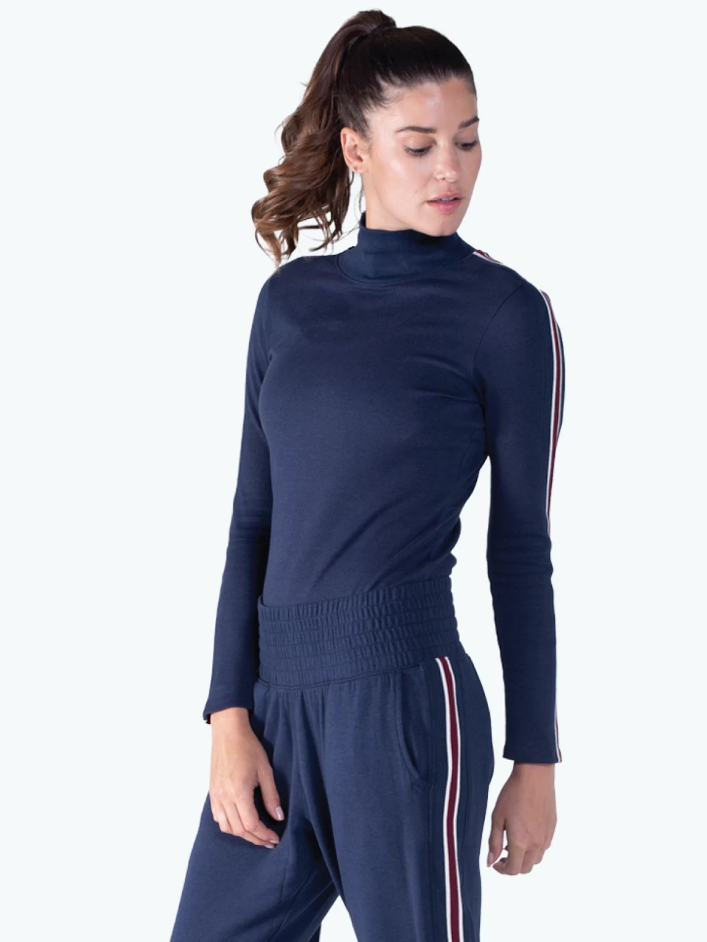 Women's Apres Turtleneck Sweater Stripe (493 - Classic Navy/Garnet) 3 Women's Apres Turtleneck Sweater Stripe (493 - Classic Navy/Garnet)