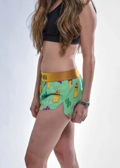 Women's Green Llamas 1.5" Split Shorts -Nike Store chicknlegs womens green llamas split running shorts logo view 1024x1024 2x af854ff4 e595 4507 8c71 38ab94a8ca8a