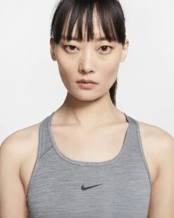 Nike Women’s Swoosh Medium-Support Padded Bra (084 - Smoke Grey/Pure/Black) -Nike Store dri fit swoosh womens medium support 1 piece pad sports bra sNSkxf 1